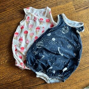 Bundle of Two Winter Water Factory Bubble Rompers - Ice Cream and Space Designs